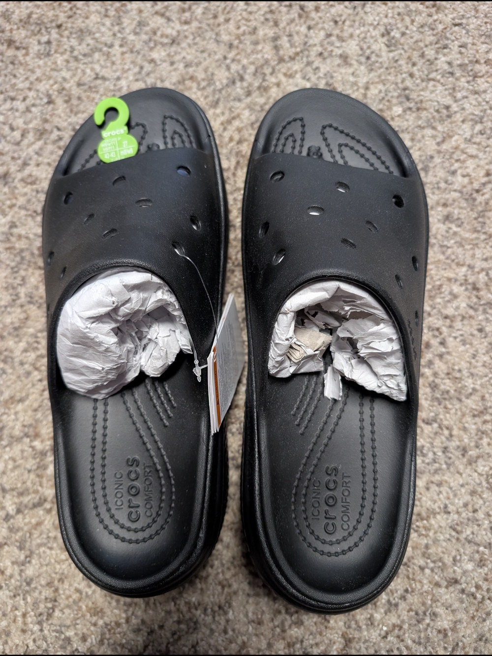 Crocs Classic Black Slide Sandals Platforms